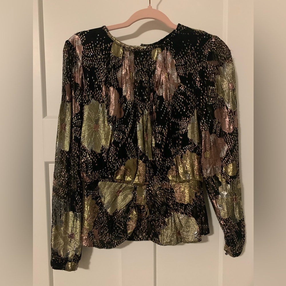Vintage Disco Era Black and Gold Women's Blouse